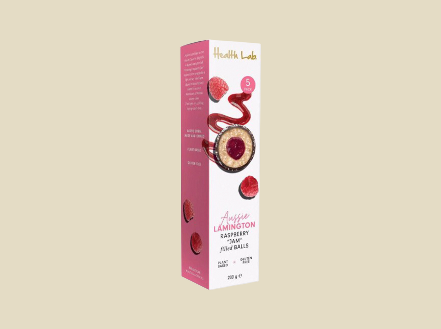Health Lab Aussie Lamington Raspberry Jam protein ball - 5 pack