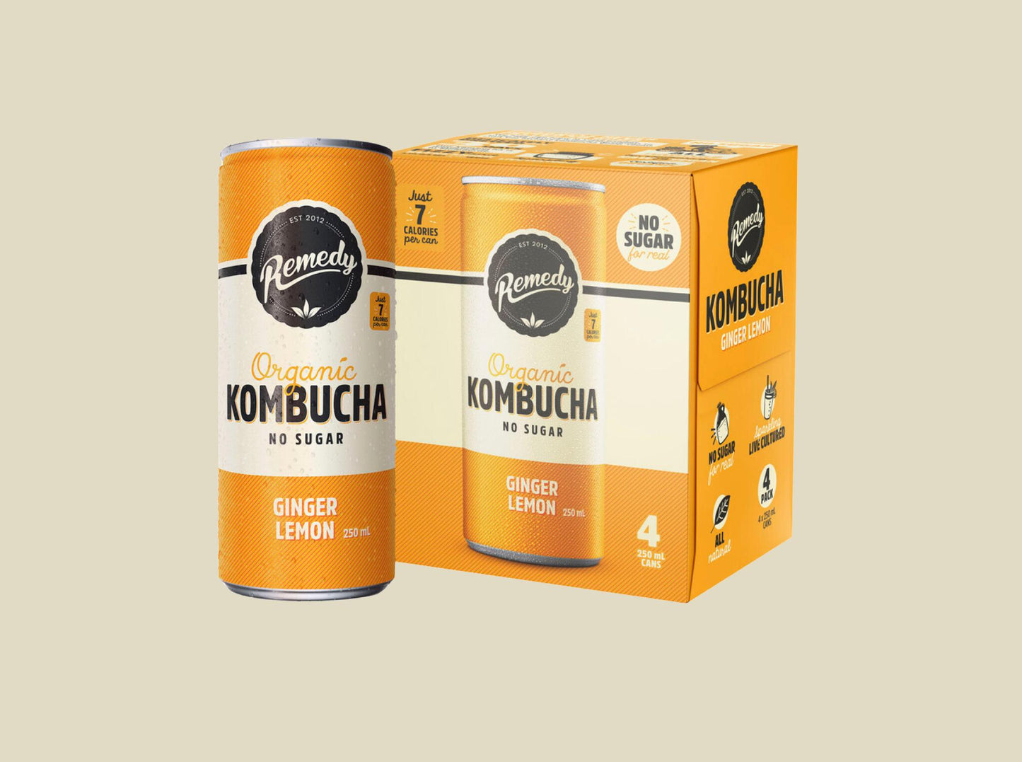 Remedy Kombucha Ginger Lemon 4x250ml