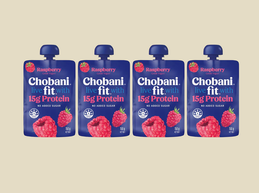 Chobani Fit High Protein Yoghurt Pouch, Raspberry Flavour, 4 pack