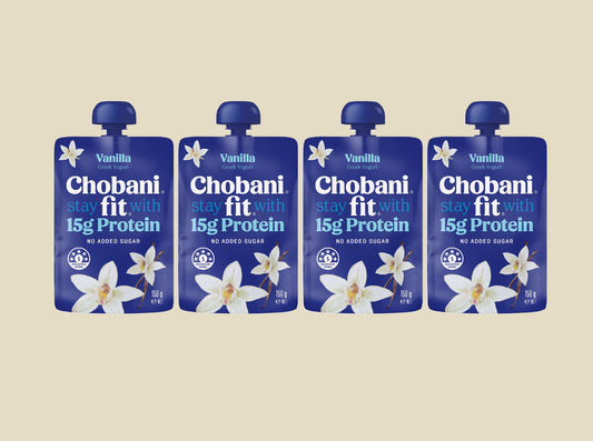 Chobani Fit High Protein Greek Yoghurt Pouch Vanilla 150g, 4 pack