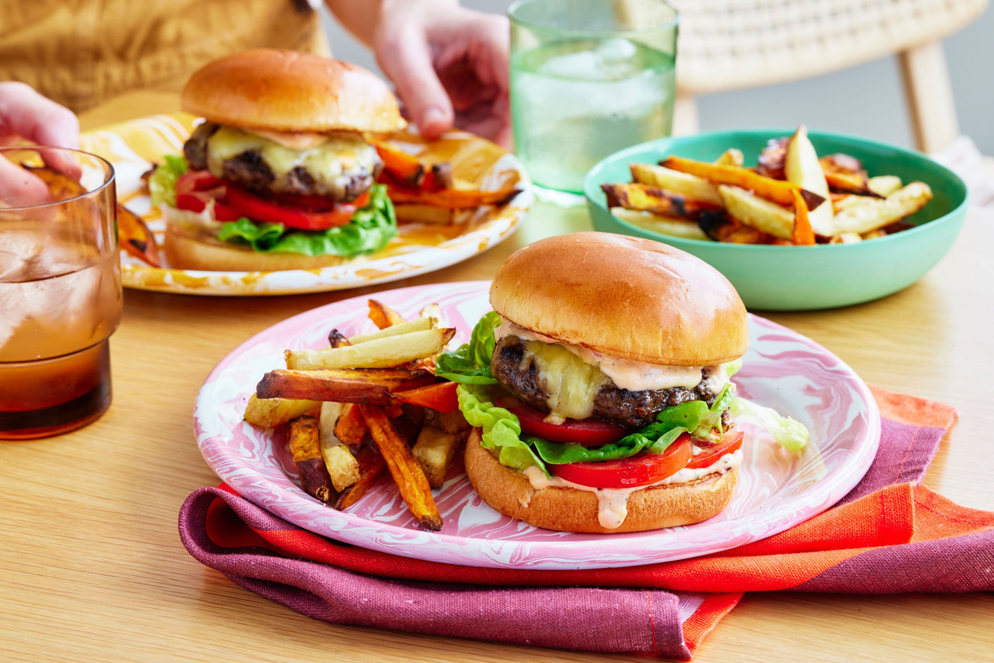 Kangaroo Cheeseburger with Fries
